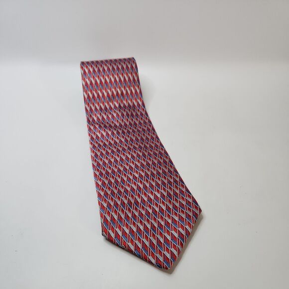 New with tags - Jos A. Bank Tie Red Geometric  Silk Necktie Italy- Men's Classic - Picture 1 of 5